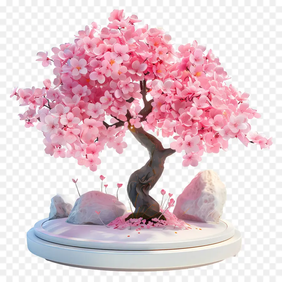 Pembe Bonsai Ağacı，Pembe Kiraz Çiçeği Ağacı PNG