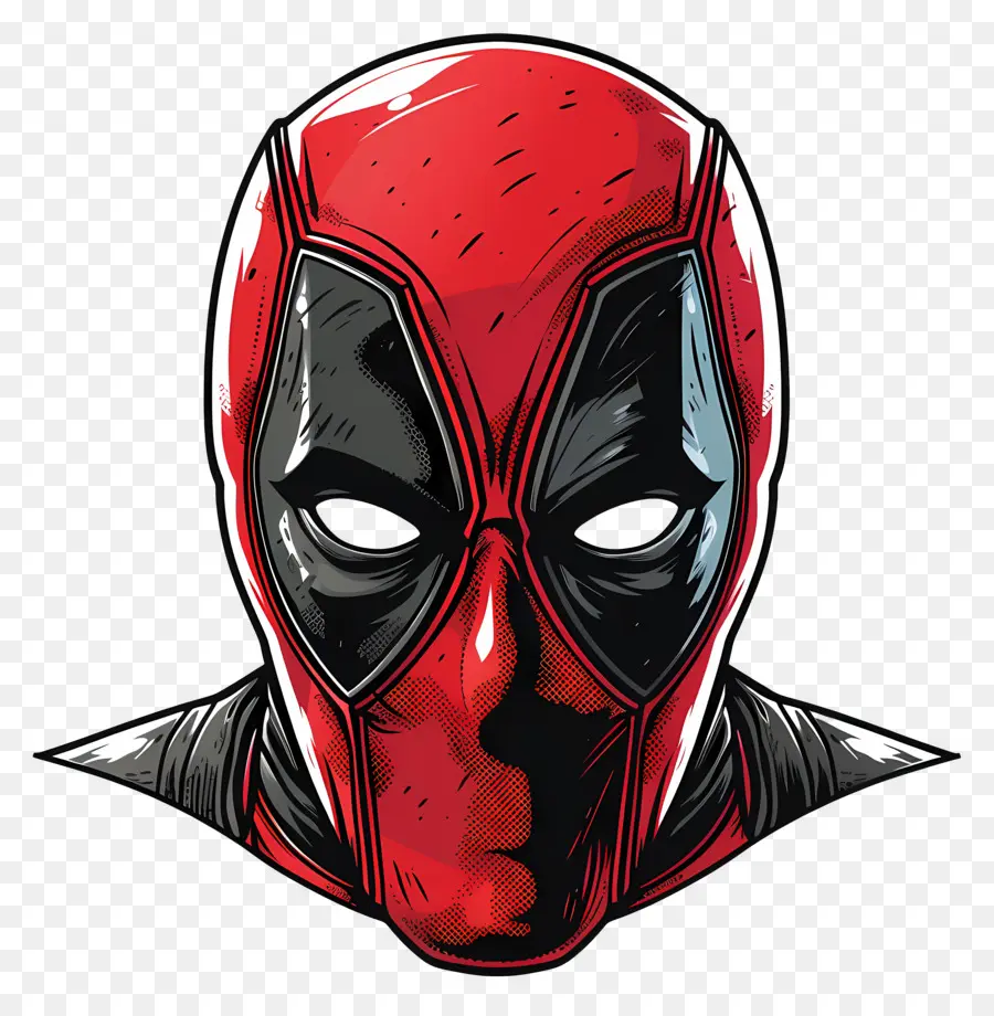 Karikatür Deadpool Yüz，Kırmızı Ve Siyah Maske PNG