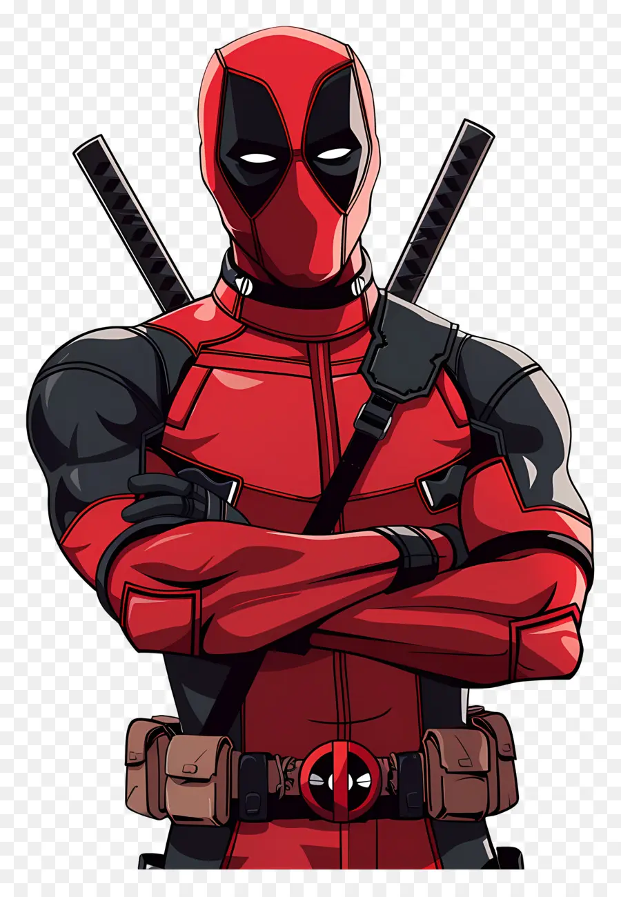 Animasyonlu Deadpool，Kırmızı Ve Siyah Süper Kahraman PNG