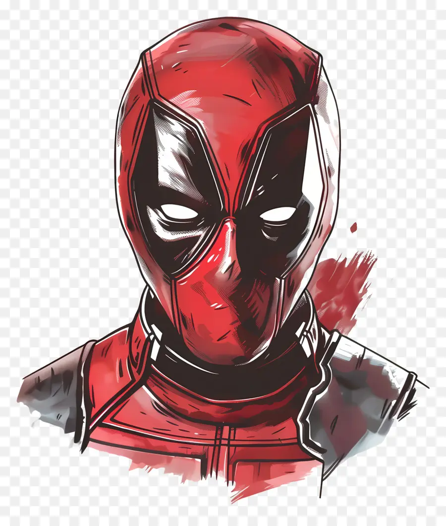 Karikatür Deadpool Yüz，Kırmızı Ve Siyah Maske PNG