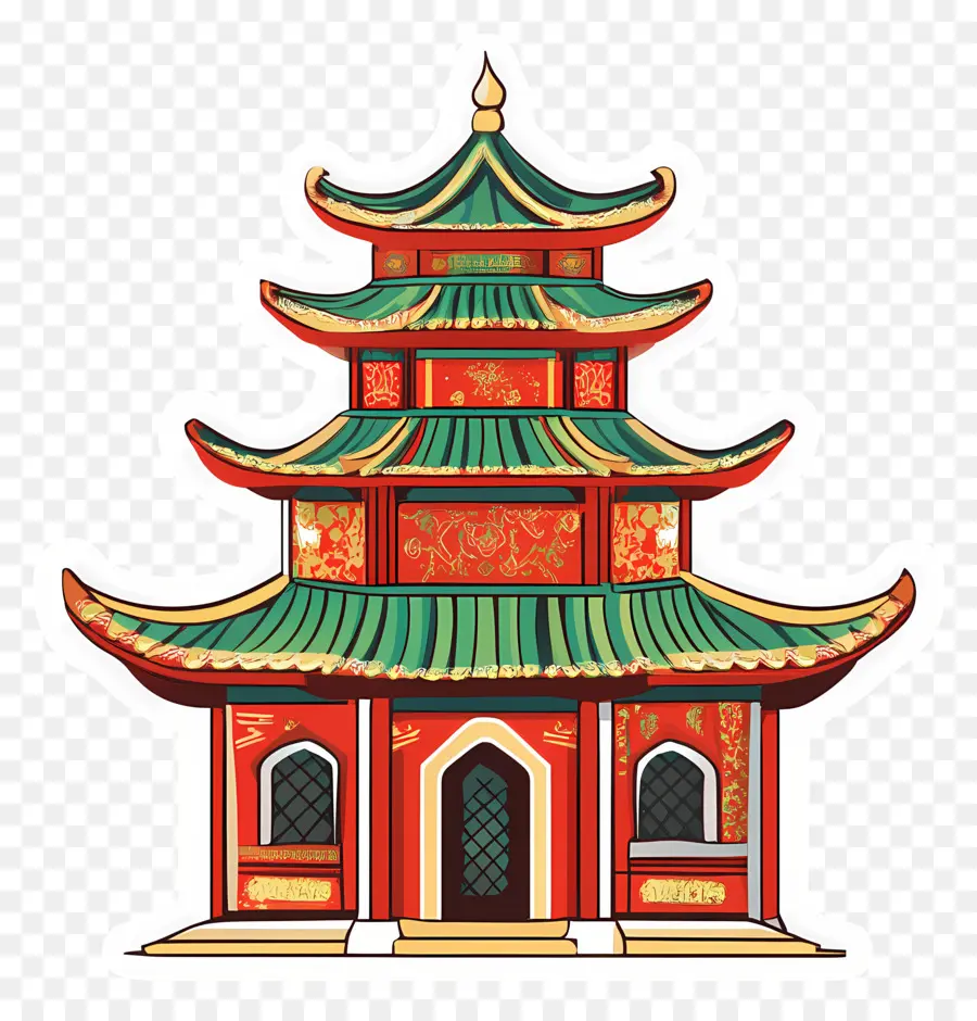 Çin Tapınağı，Pagoda Illüstrasyonu PNG