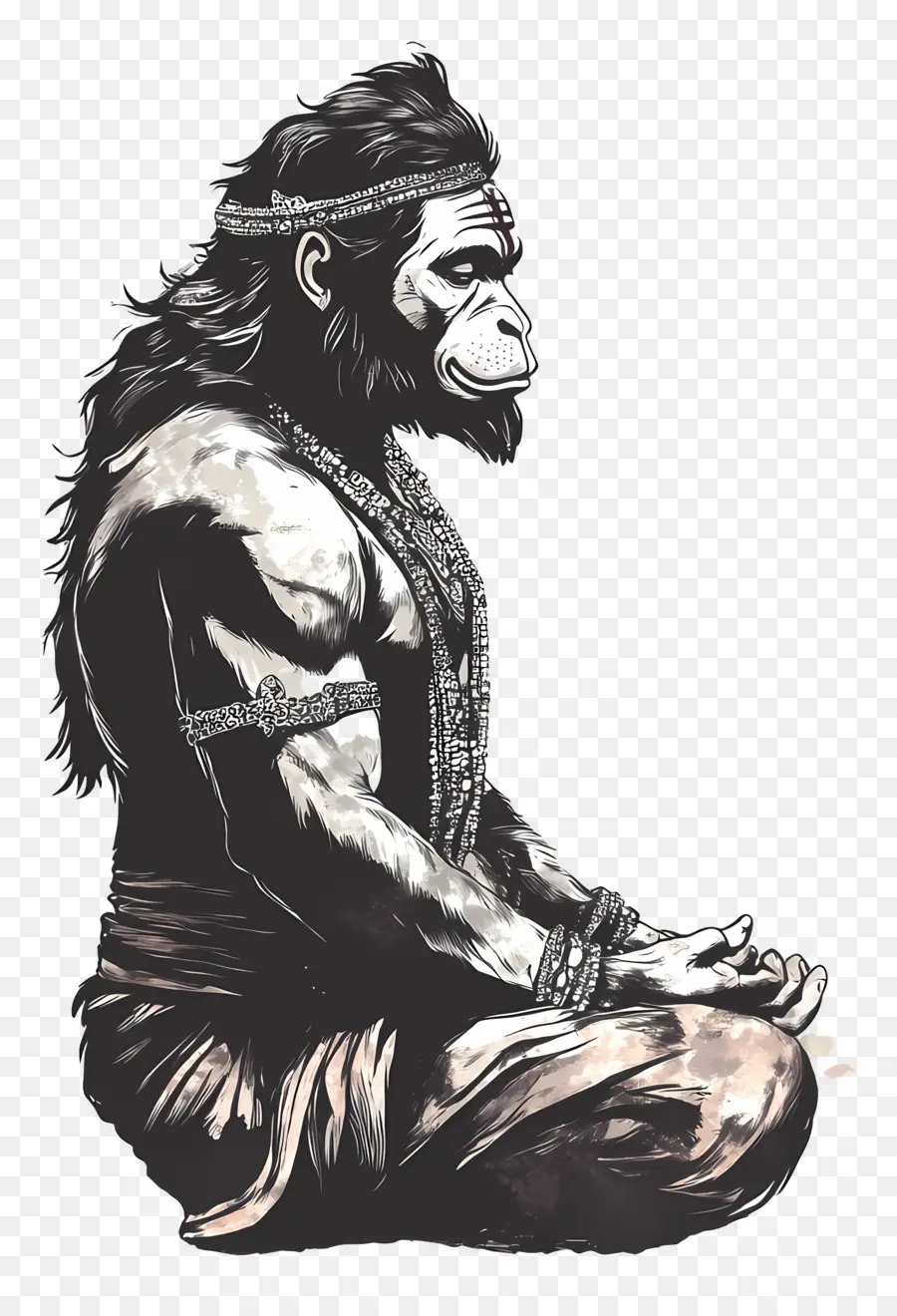 Hanuman，Meditasyon Yapan Maymun PNG