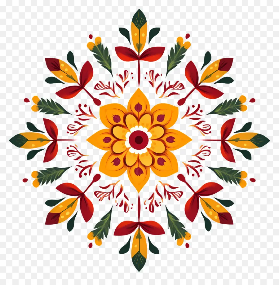 Onam Floral Rangoli，Çiçek Desenli PNG