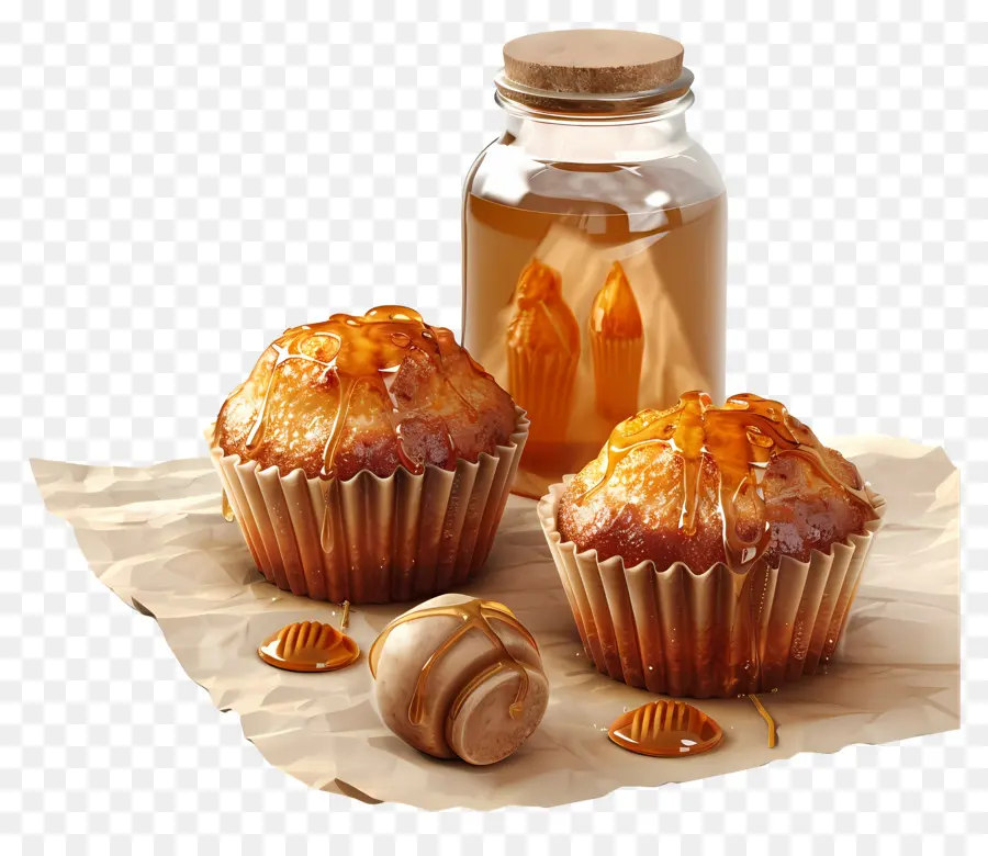 Ballı Kekler，Muffin Ve Bal PNG