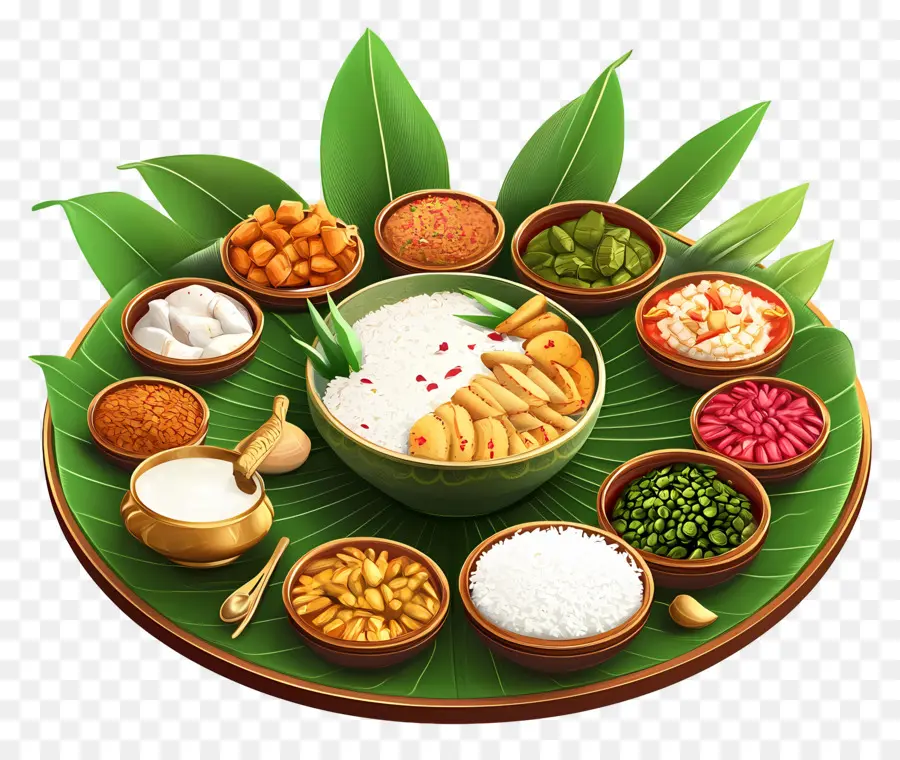 Onam Sadhya，Geleneksel Yemek Tabağı PNG