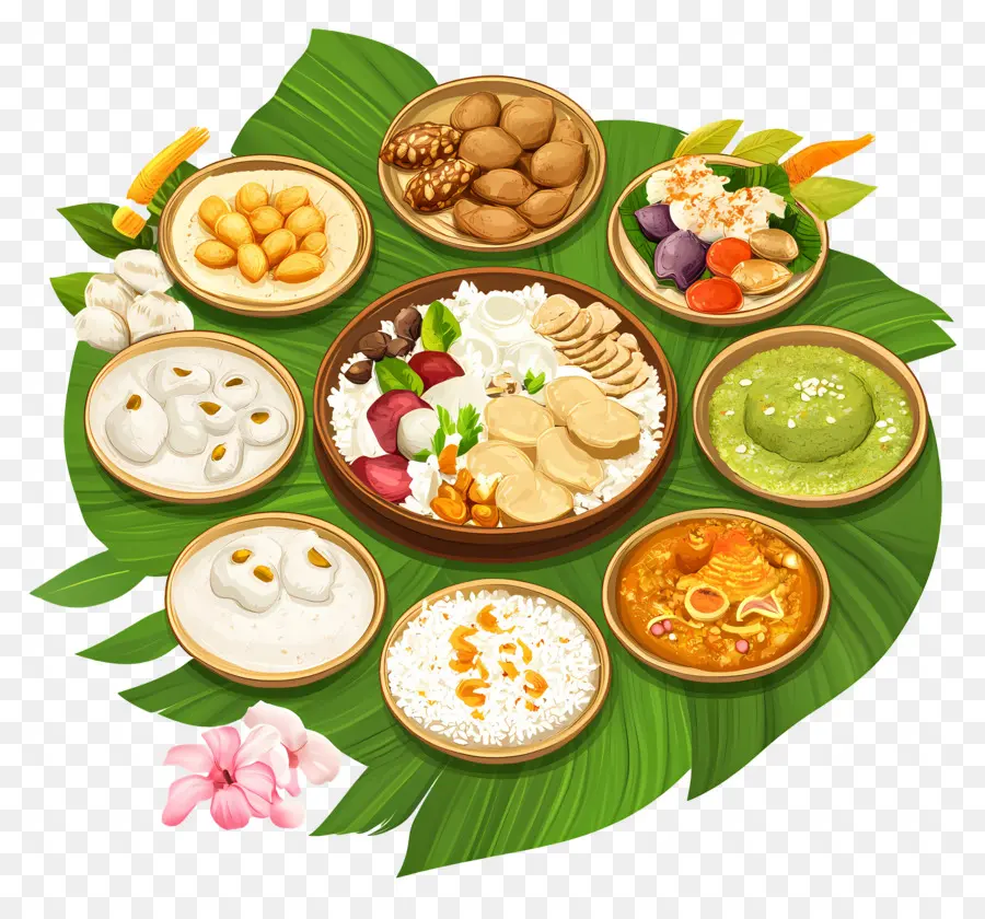 Onam Sadhya，Geleneksel Yemek Tabağı PNG