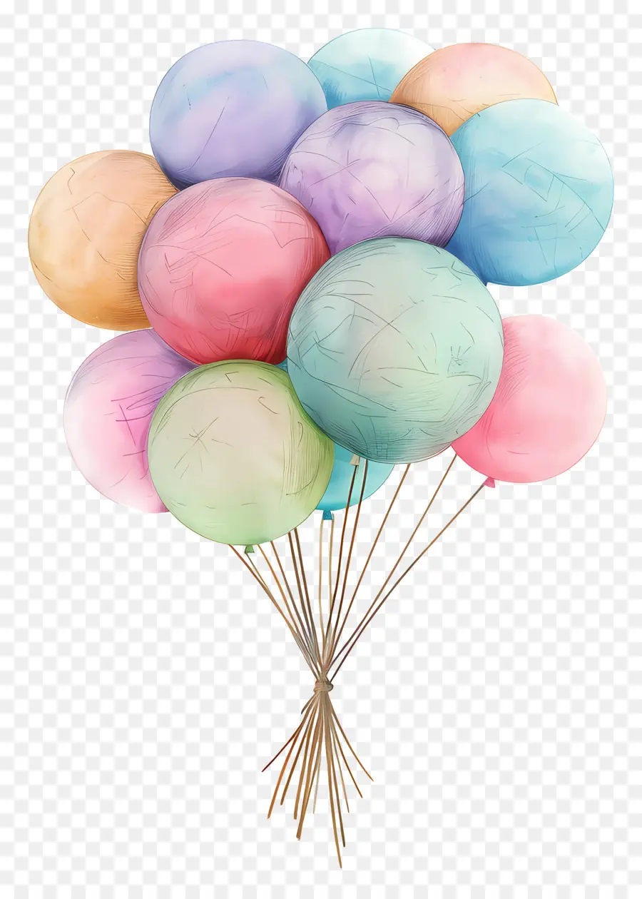 Pastel Balonlar，Renkli Balonlar PNG