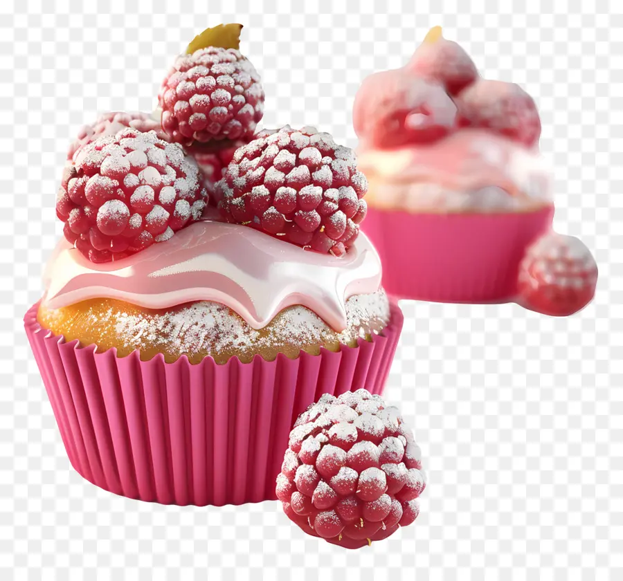 Ahududulu Muffinler，Meyveli Cupcakeler PNG