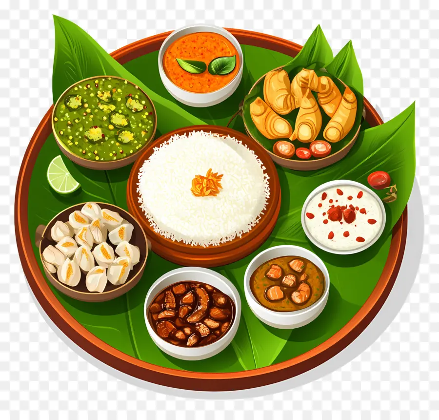 Onam Sadhya，Geleneksel Yemek Tabağı PNG