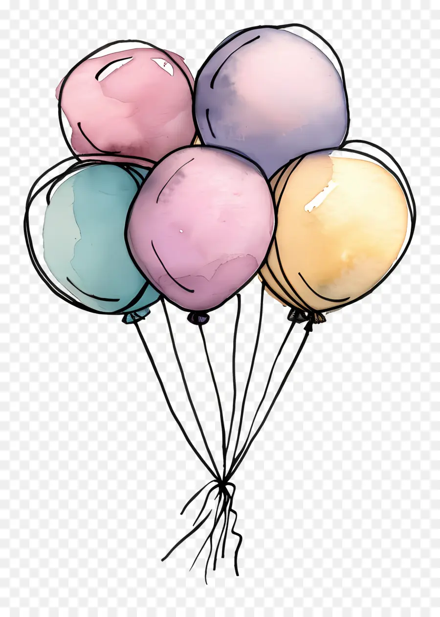 Pastel Balonlar，Renkli Balonlar PNG