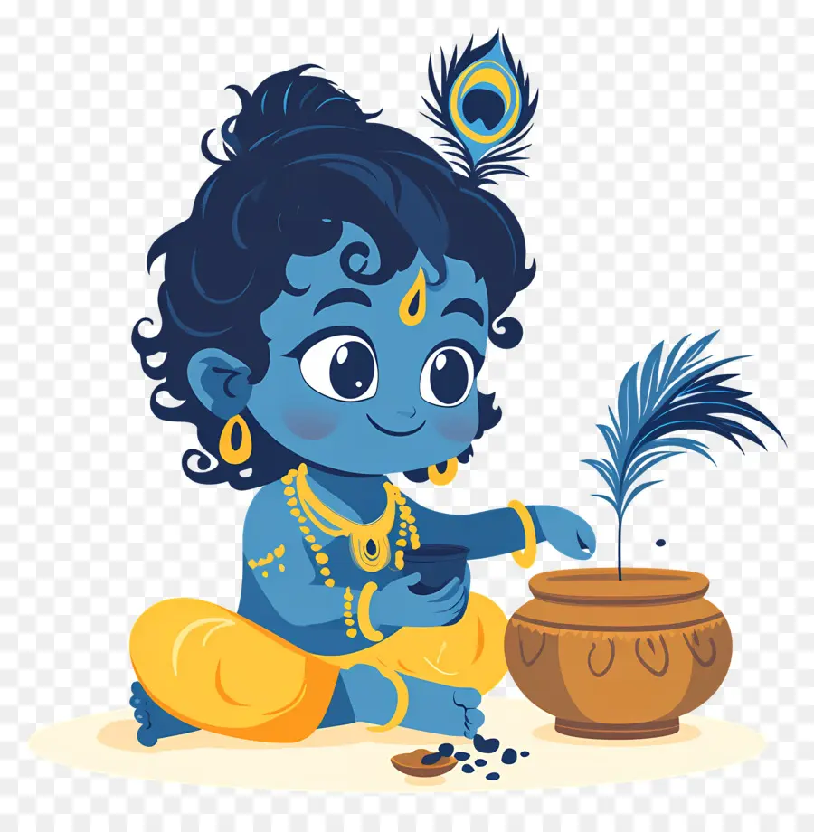 Krishna Janmashtami，Potlu Mavi Çocuk PNG