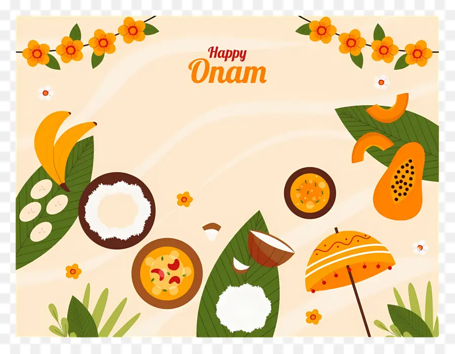 Mutlu Onam，Onam Festivali Illüstrasyonu PNG