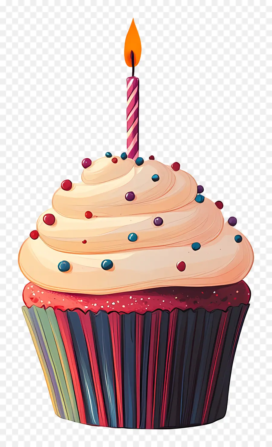 Doğum Günü Pastası，Mumlu Cupcake PNG