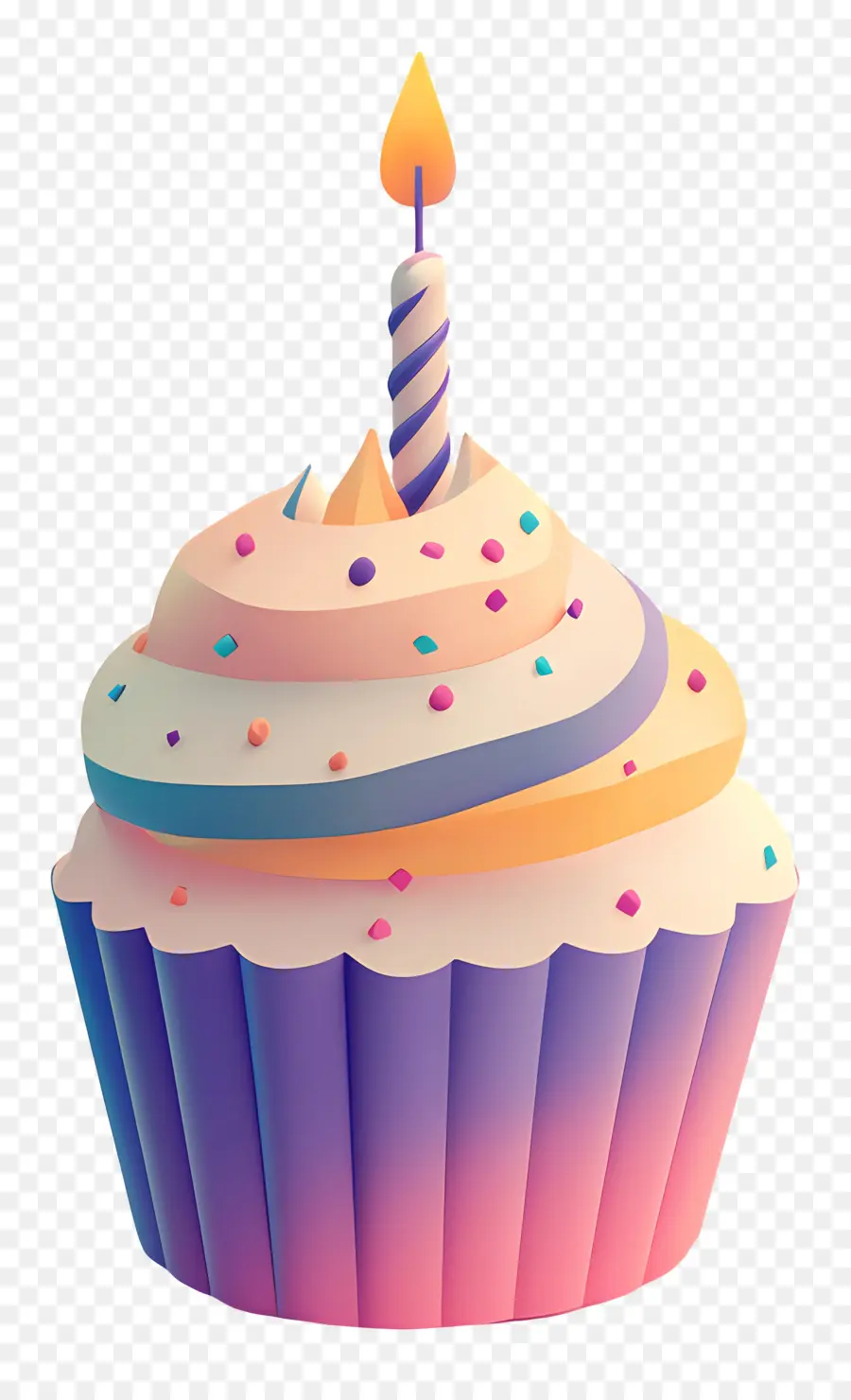 Doğum Günü Pastası，Mumlu Cupcake PNG