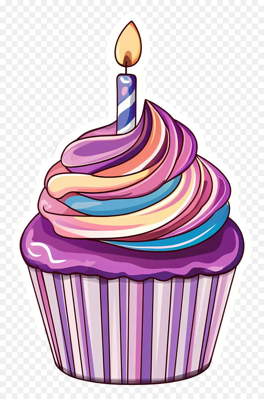 Doğum Günü Pastası，Mumlu Cupcake PNG