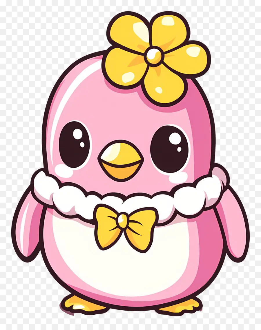 Pastel Pembe Penguen，Çiçekli Pembe Kuş PNG