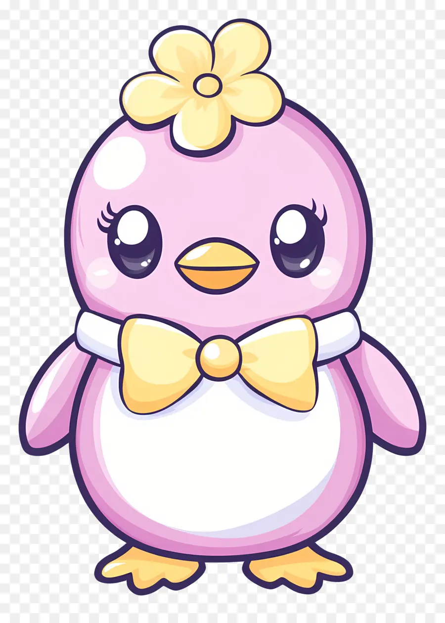 Pastel Pembe Penguen，Çiçekli Pembe Kuş PNG