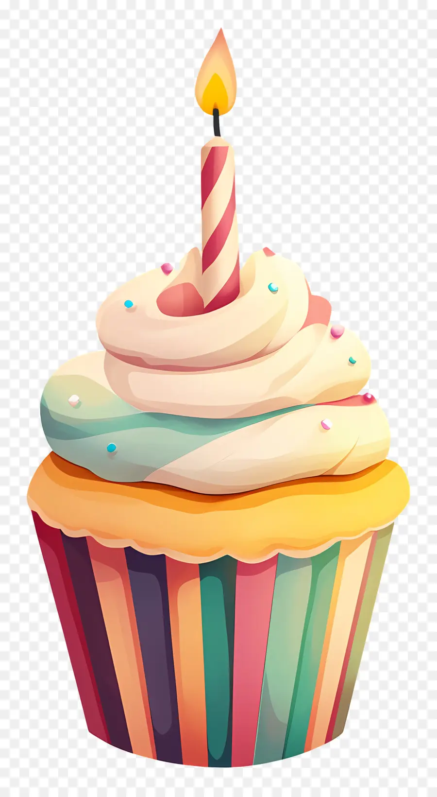 Doğum Günü Pastası，Mumlu Cupcake PNG