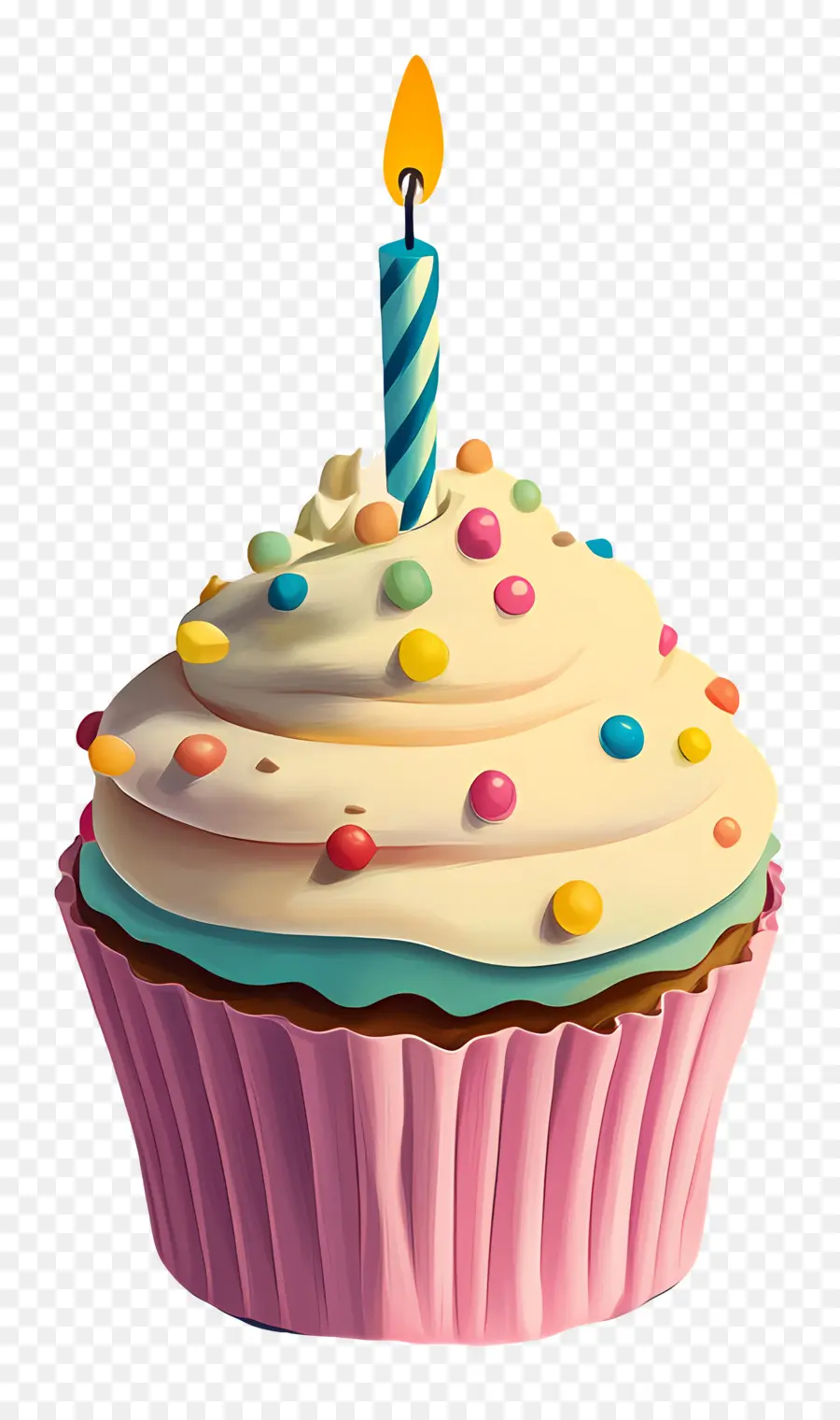 Doğum Günü Pastası，Mumlu Cupcake PNG