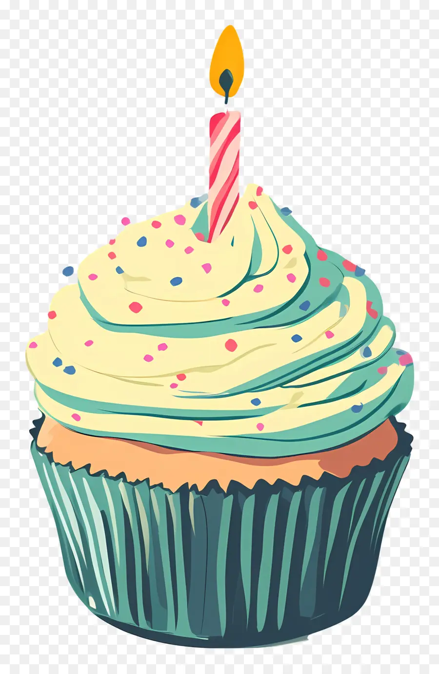 Doğum Günü Pastası，Mumlu Cupcake PNG