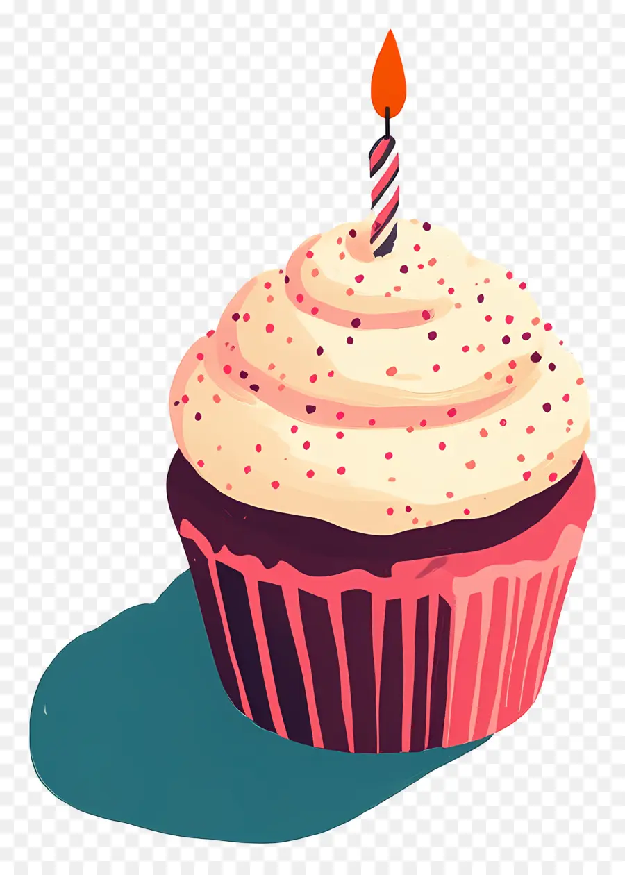 Doğum Günü Pastası，Mumlu Cupcake PNG