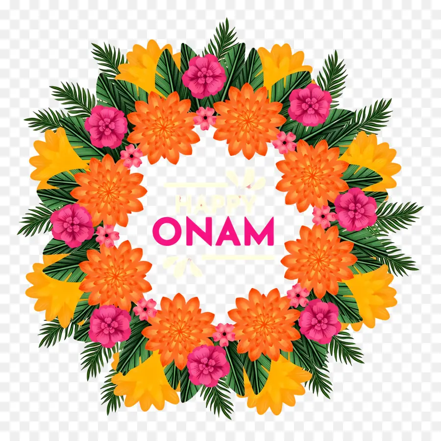 Mutlu Onam，Onam Çiçek Çelengi PNG