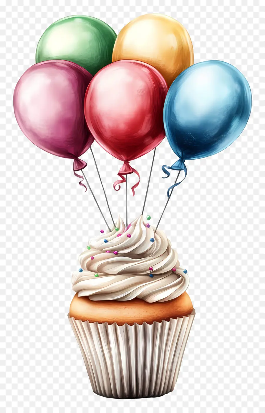 Doğum Günü Pastası，Balonlu Cupcake PNG