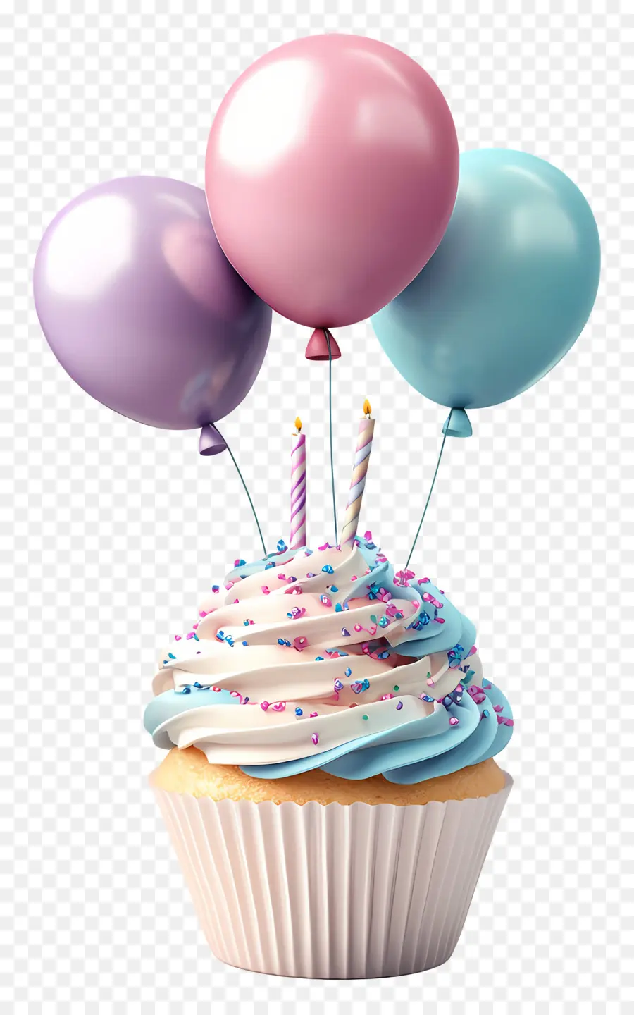 Doğum Günü Pastası，Balonlu Cupcake PNG