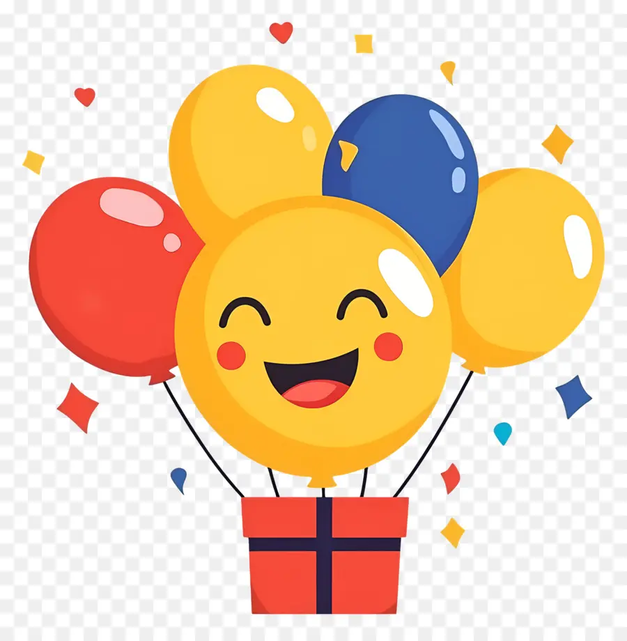 Doğum Günü Emojisi，Gülümseyen Balonlar PNG