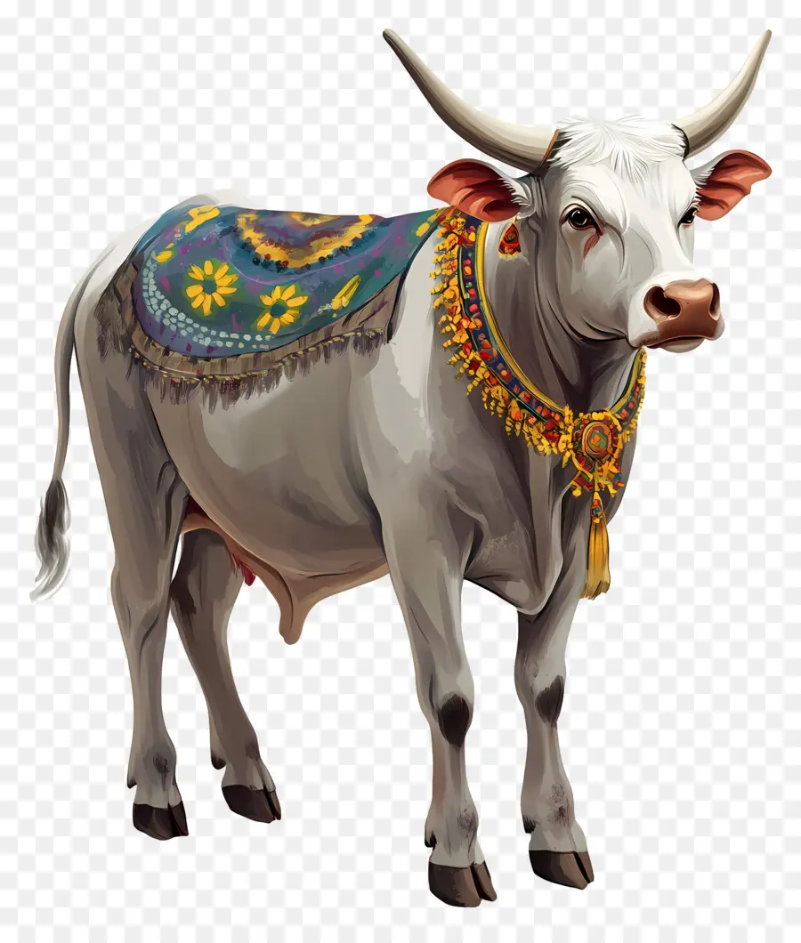 Pongal İnek，Dekore Edilmiş İnek PNG