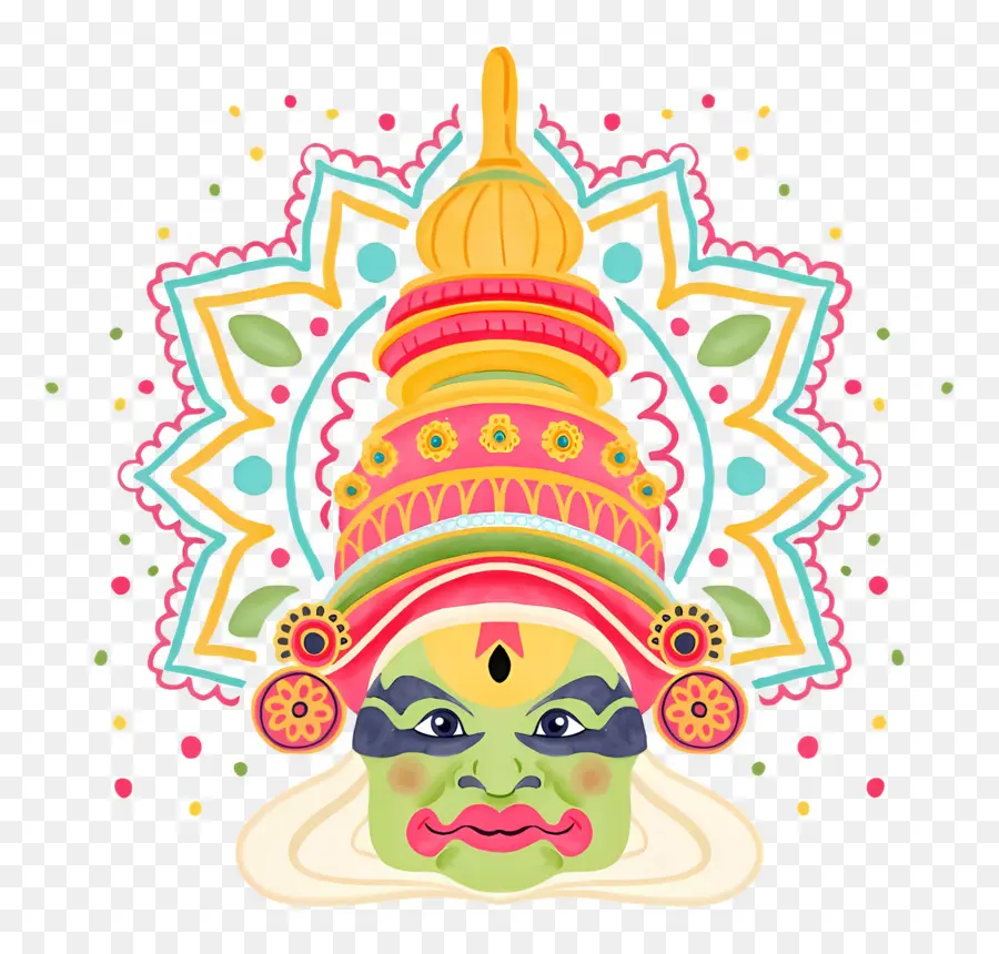 Mutlu Onam，Kathakali Maskesi PNG