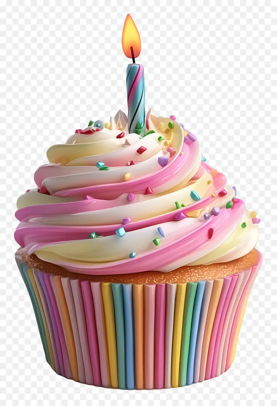 Doğum Günü Pastası，Mumlu Cupcake PNG