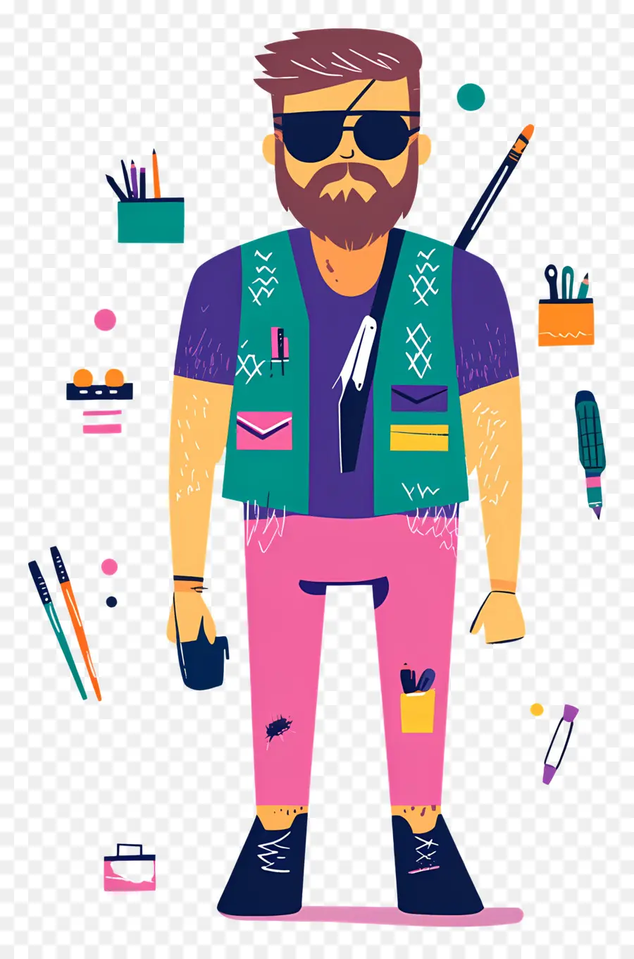 çizgi Film Karakteri，Hipster Adam PNG