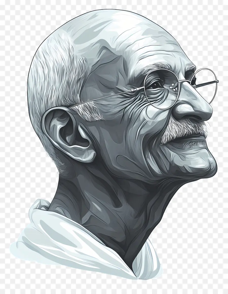 Gandi，Gözlüklü Yaşlı Adam PNG