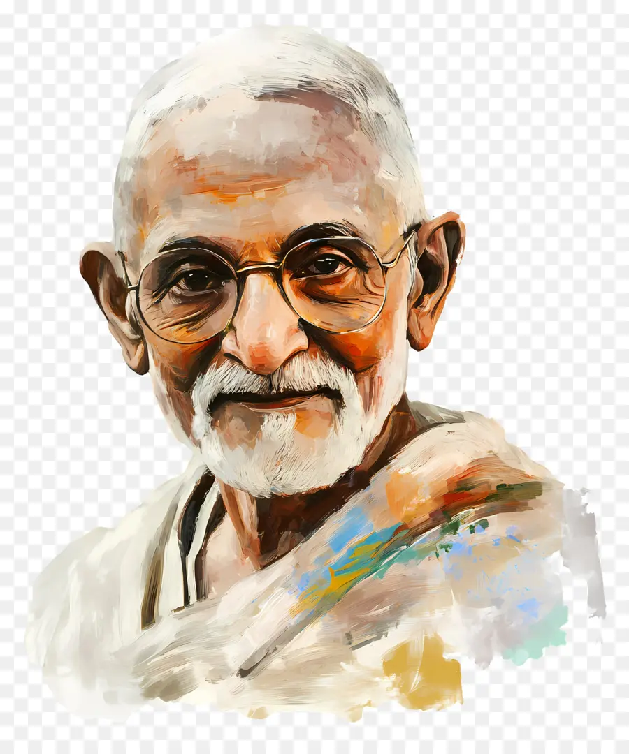 Gandi，Gözlüklü Yaşlı Adam PNG