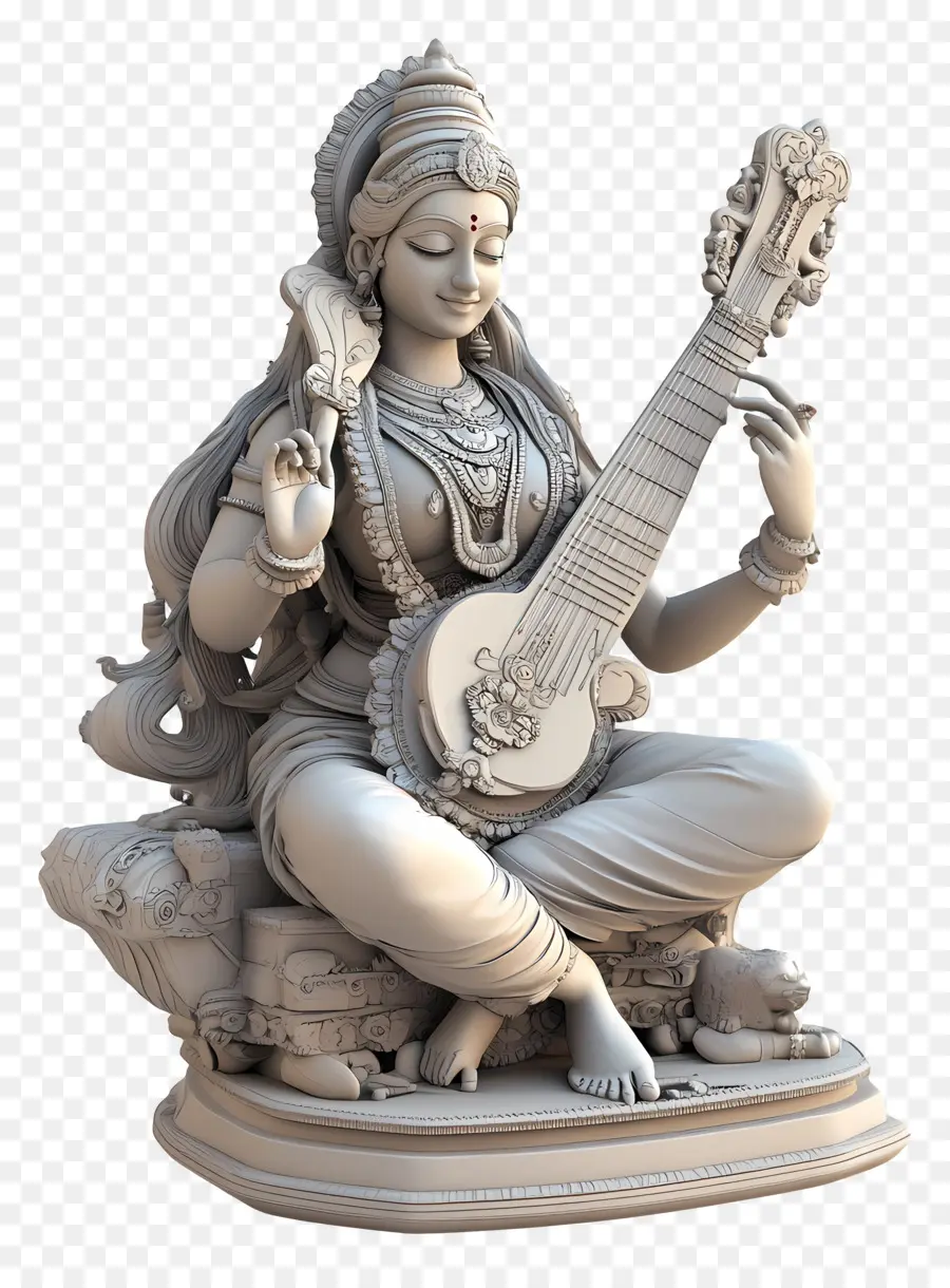 Saraswati，Tanrıça Heykeli PNG