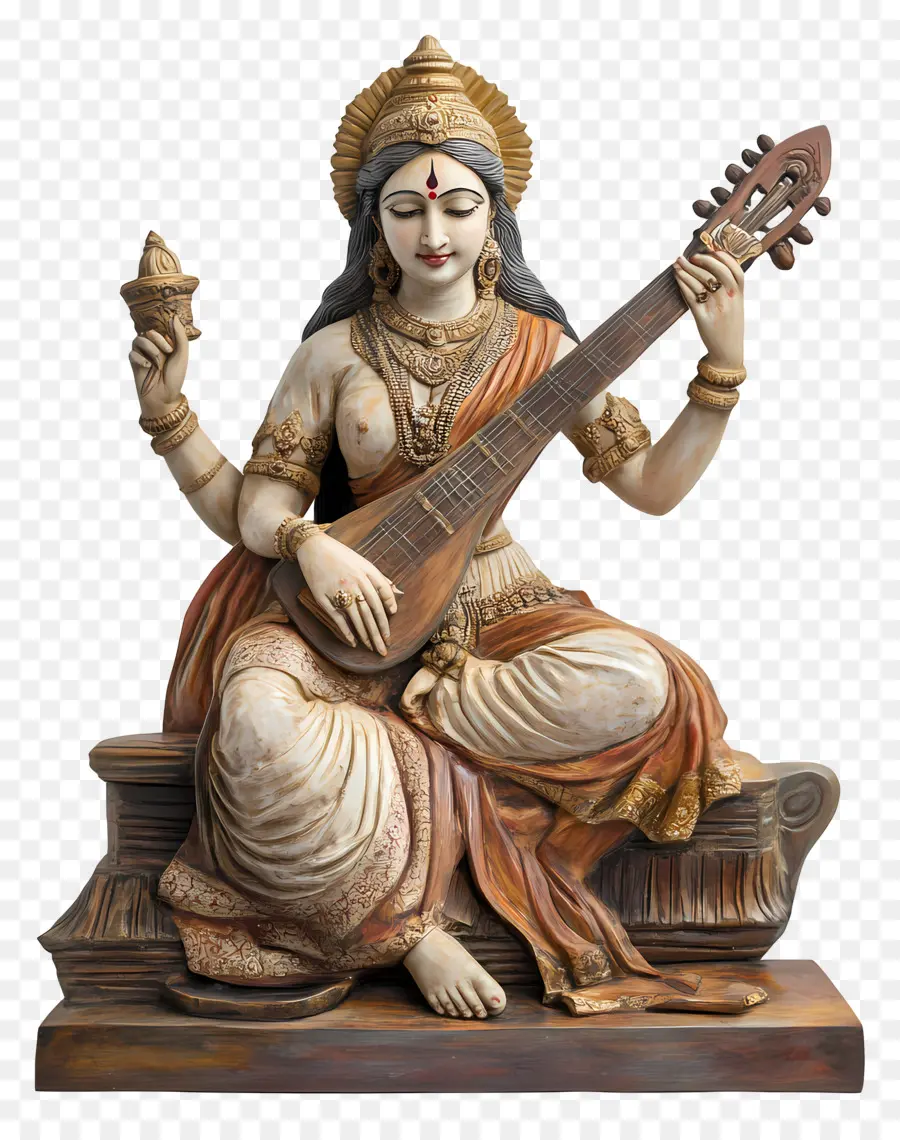 Saraswati，Tanrıça Heykeli PNG