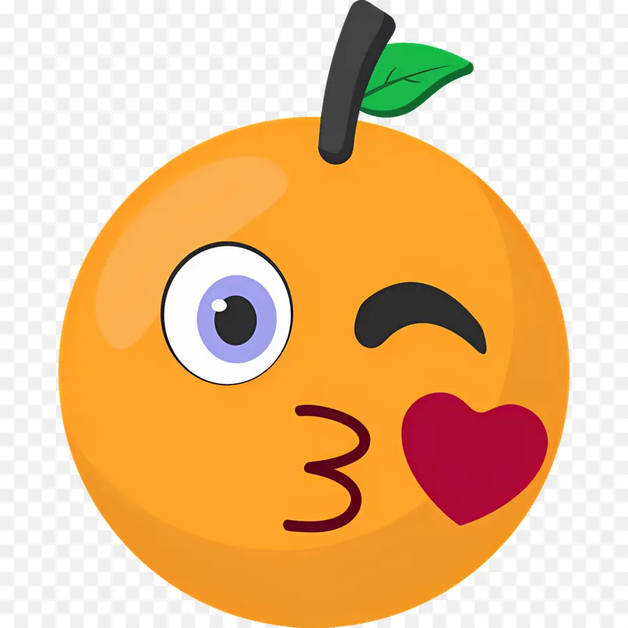 öpücük Emojisi，Portakal Meyve Emojisi PNG