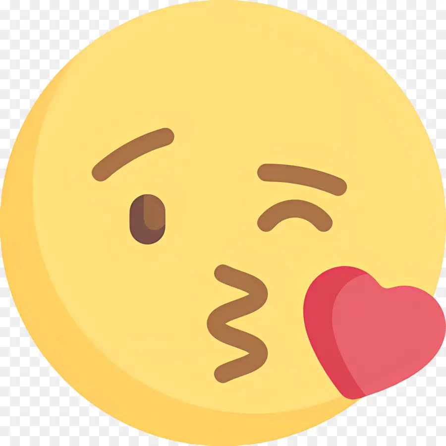 öpücük Emojisi，Göz Kırpan Yüz Emojisi PNG