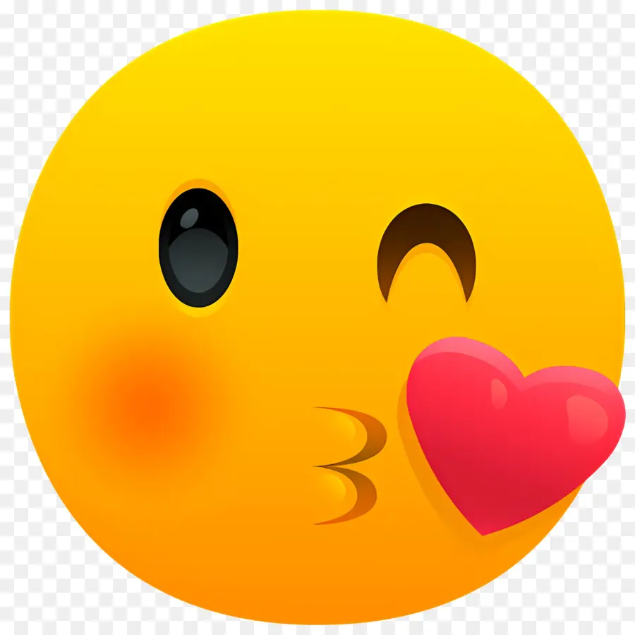 öpücük Emojisi，Göz Kırpan Yüz Emojisi PNG