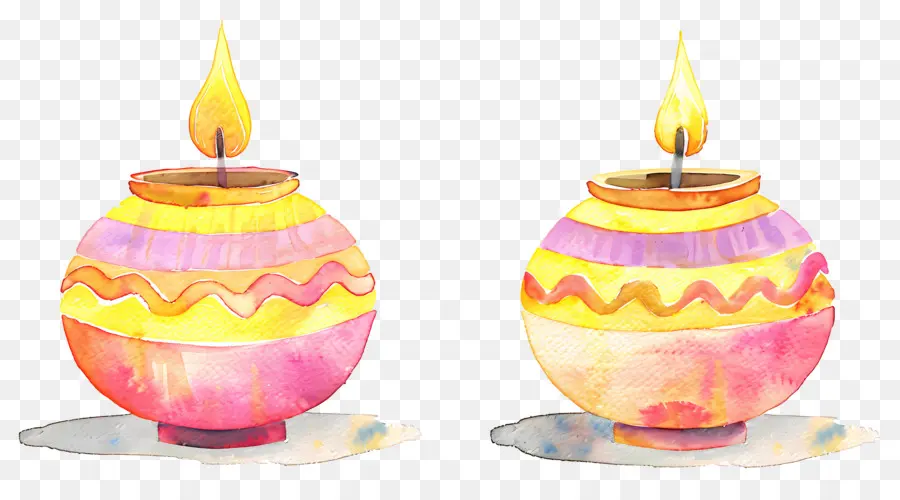 Diwali Diya，Renkli Yuvarlak Kandiller PNG