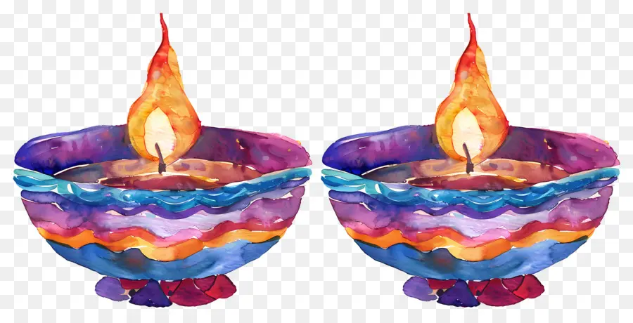 Diwali Diya，Renkli Yuvarlak Kandiller PNG