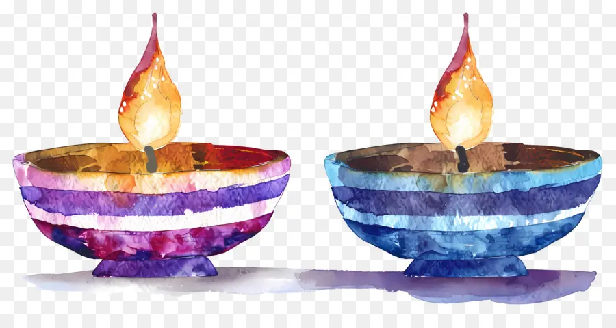 Diwali Diya，Renkli Yuvarlak Kandiller PNG