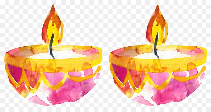 Diwali Diya，Renkli Yuvarlak Kandiller PNG