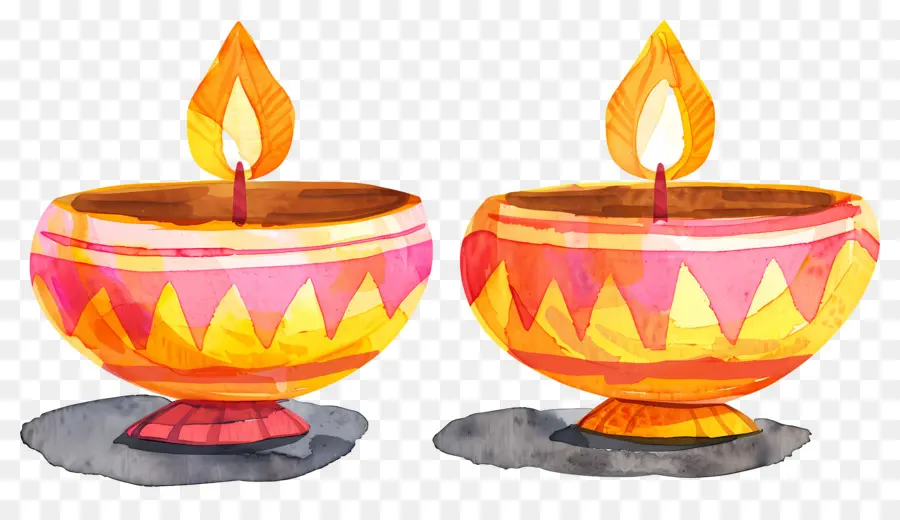 Diwali Diya，Renkli Yuvarlak Kandiller PNG