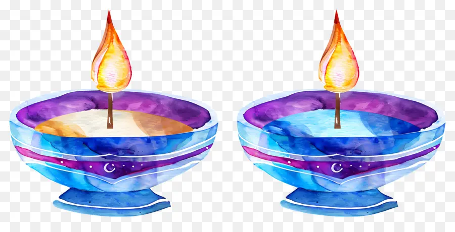 Diwali Diya，Renkli Kandiller PNG