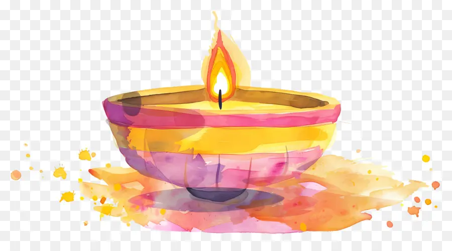 Diwali Diya，Renkli Kandiller PNG