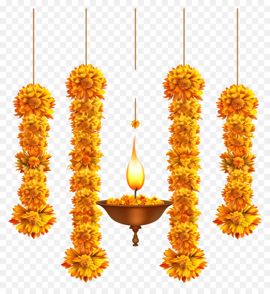 Diwali Kadife Çiçeği Çelenk，Kadife çiçeği çelenk PNG