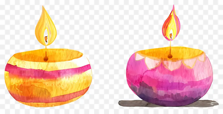 Diwali Diya，Renkli Yuvarlak Kandiller PNG