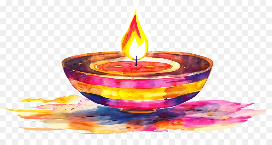 Diwali Diya，Renkli Kandiller PNG